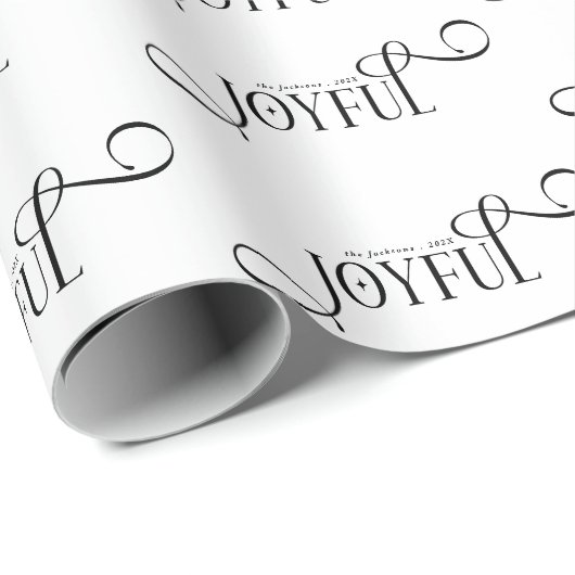 Modern Joyful Family Christmas  Cadeaupapier (Rol Hoek)