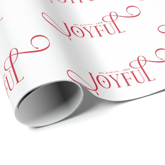 Modern Joyful Family Christmas  Cadeaupapier (Rol Hoek)