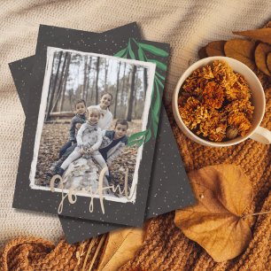 Modern Joyful Foliage & Foto Kerstmis Feestdagenkaart