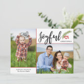 Modern Joyful Greetings Two Photo White Feestdagenkaart (Staand voorkant)