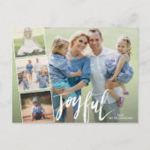 Modern Joyful Hand Lettered Holiday Photo Collage Briefkaart (Voorkant)