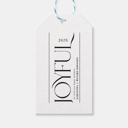 Modern Joyful Happy Holidays Merry Christmas Cadeaulabel (Voorkant)