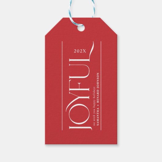 Modern Joyful Happy Holidays Merry Christmas Cadeaulabel (Voorkant)