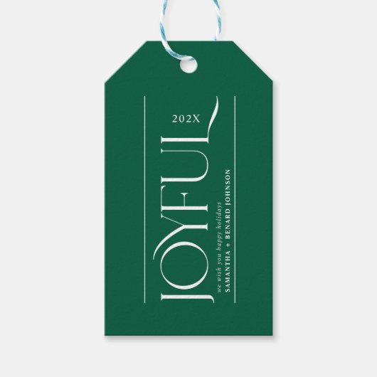 Modern Joyful Happy Holidays Merry Christmas Cadeaulabel (Voorkant)