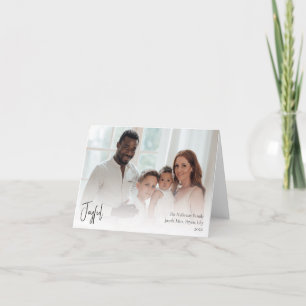 Modern Joyful Kerstscript gevouwen, volledige foto Feestdagen Kaart