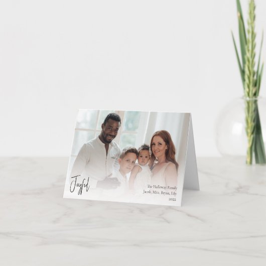 Modern Joyful Kerstscript gevouwen, volledige foto Feestdagen Kaart (Voorkant)