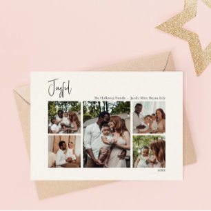 Modern Joyful Kerstscript, vijf-foto's Feestdagenkaart