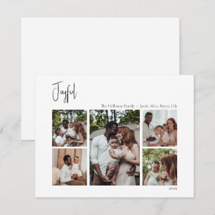 Modern Joyful Kerstscript, vijf-foto's Feestdagenkaart