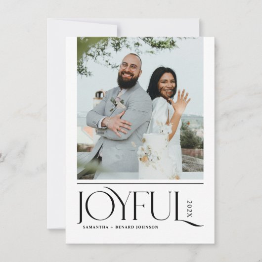 Modern Joyful Married Newlywed Merry Christmas Feestdagenkaart (Voorkant)