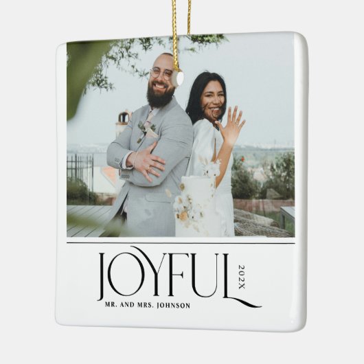 Modern Joyful Married Newlywed Merry Christmas Keramisch Ornament (Links)