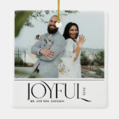 Modern Joyful Married Newlywed Merry Christmas Keramisch Ornament (Achterkant)