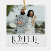 Modern Joyful Married Newlywed Merry Christmas Keramisch Ornament (Voorkant)