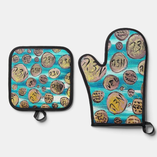 Modern Joyful Matzah Ovenwant & Pannenlap Set (Voorkant)