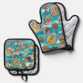 Modern Joyful Matzah Ovenwant & Pannenlap Set (Voorkant / Achterkant)