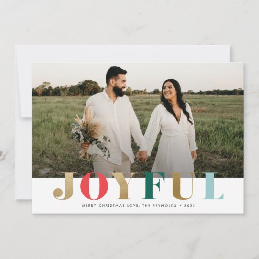 Modern Joyful Photo Kerstfeestay Kaart (Voorkant)