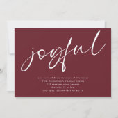 Modern Joyful Script Christmas Party Bourgondië Kaart (Voorkant)