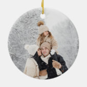 Modern Joyful Script met Snowy Brushstroke Photo Keramisch Ornament (Achterkant)