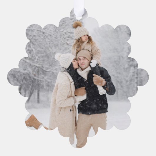 Modern Joyful Script met Snowy Brushstroke Photo Ornament Kaart (Achterkant)