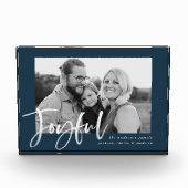 Modern Joyful Script Navy Vakantie Fotoblokken (Voorkant)