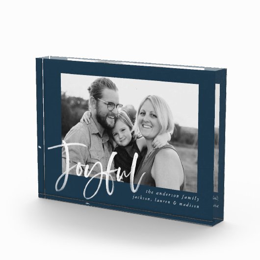 Modern Joyful Script Navy Vakantie Fotoblokken (Rechts)