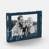 Modern Joyful Script Navy Vakantie Fotoblokken (Links)