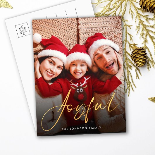 Modern Joyful Script Photo Holiday Briefkaart