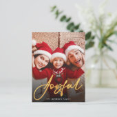 Modern Joyful Script Photo Holiday Briefkaart (Staand voorkant)
