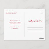 Modern Joyful Script Red Holiday Foto Briefkaart (Achterkant)