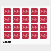 Modern Joyful Script Red Holiday Vierkante Sticker (Vel)