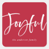 Modern Joyful Script Red Holiday Vierkante Sticker (Voorkant)