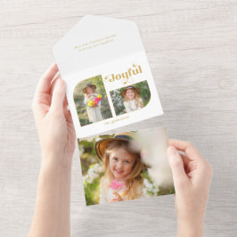 Modern Joyful Typography Half Arch 2-foto All In One Uitnodiging