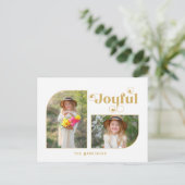 Modern Joyful Typography Half Arch 2-foto Feestdagenkaart (Staand voorkant)