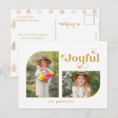 Modern Joyful Typography Half Arch 2-foto Feestdagenkaart (Voorkant / Achterkant)