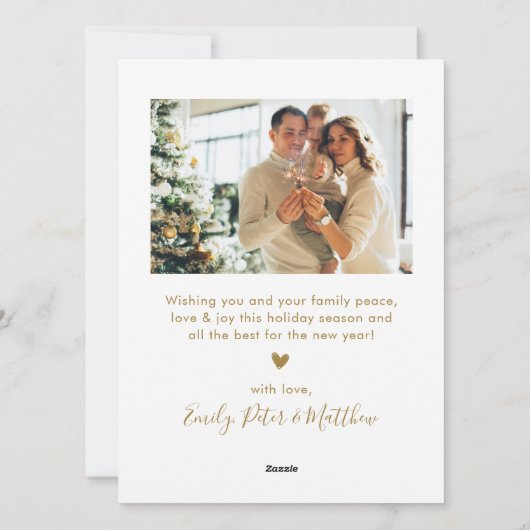 Modern Joyful Wishes Gold Script 4 Foto Kerstmis Feestdagenkaart (Achterkant)