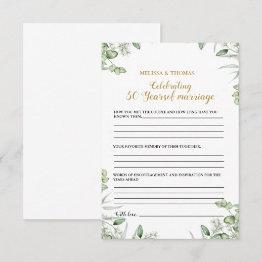 Modern Jubileum 50e bruiloft partij spel Kaart (Voorkant / Achterkant)