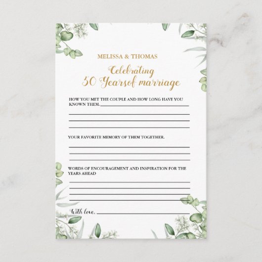 Modern Jubileum 50e bruiloft partij spel Kaart (Voorkant)