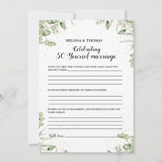 Modern Jubileum 50e bruiloft partij spel Kaart (Voorkant)