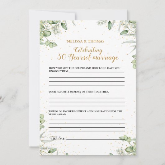 Modern Jubileum 50e bruiloft partij spel Kaart (Voorkant)