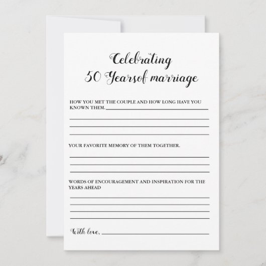 Modern Jubileum 50e bruiloft partij spel Kaart (Voorkant)