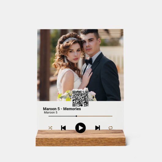 Modern Jubileum Foto QR Code Song Acryl Teken Acryl Bord (Voorkant)