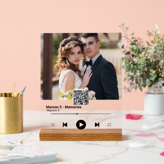Modern Jubileum Foto QR Code Song Acryl Teken Acryl Bord (Huwelijk)
