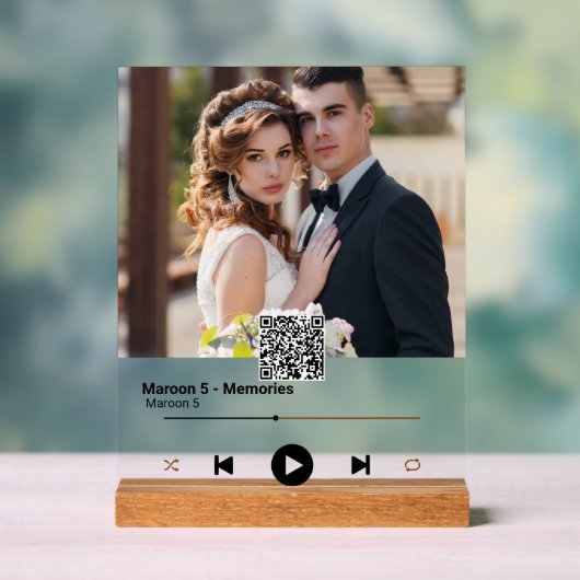 Modern Jubileum Foto QR Code Song Acryl Teken Bord (Neutraal)