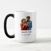 Modern Jubileum Foto Verjaardag voor nieuw paar Magische Mok (Links)