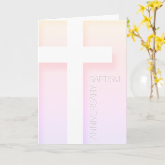 Modern Jubileum van Baptisme in roze pasteltonen Kaart (Gele Bloem)