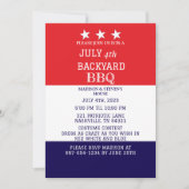 Modern Juli 4th Backyard BBQ Party Rood Wit Blauw Kaart (Voorkant)