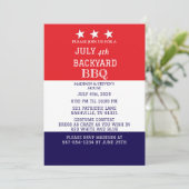 Modern Juli 4th Backyard BBQ Party Rood Wit Blauw Kaart (Staand voorkant)