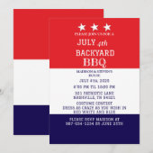 Modern Juli 4th Backyard BBQ Party Rood Wit Blauw Kaart (Voorkant / Achterkant)