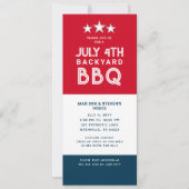 Modern Juli 4th Backyard BBQ Party Rood Wit Blauw Kaart (Voorkant)