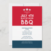 Modern Juli 4th Backyard BBQ Party Rood Wit Blauw Kaart (Voorkant)