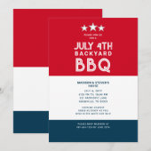 Modern Juli 4th Backyard BBQ Party Rood Wit Blauw Kaart (Voorkant / Achterkant)